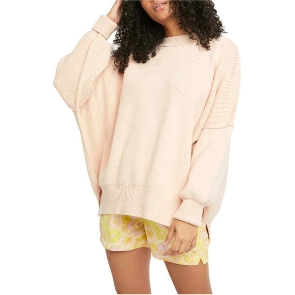Free People Oversized Sweater S Pullover Minimalist Chunky Beach Casual Cream